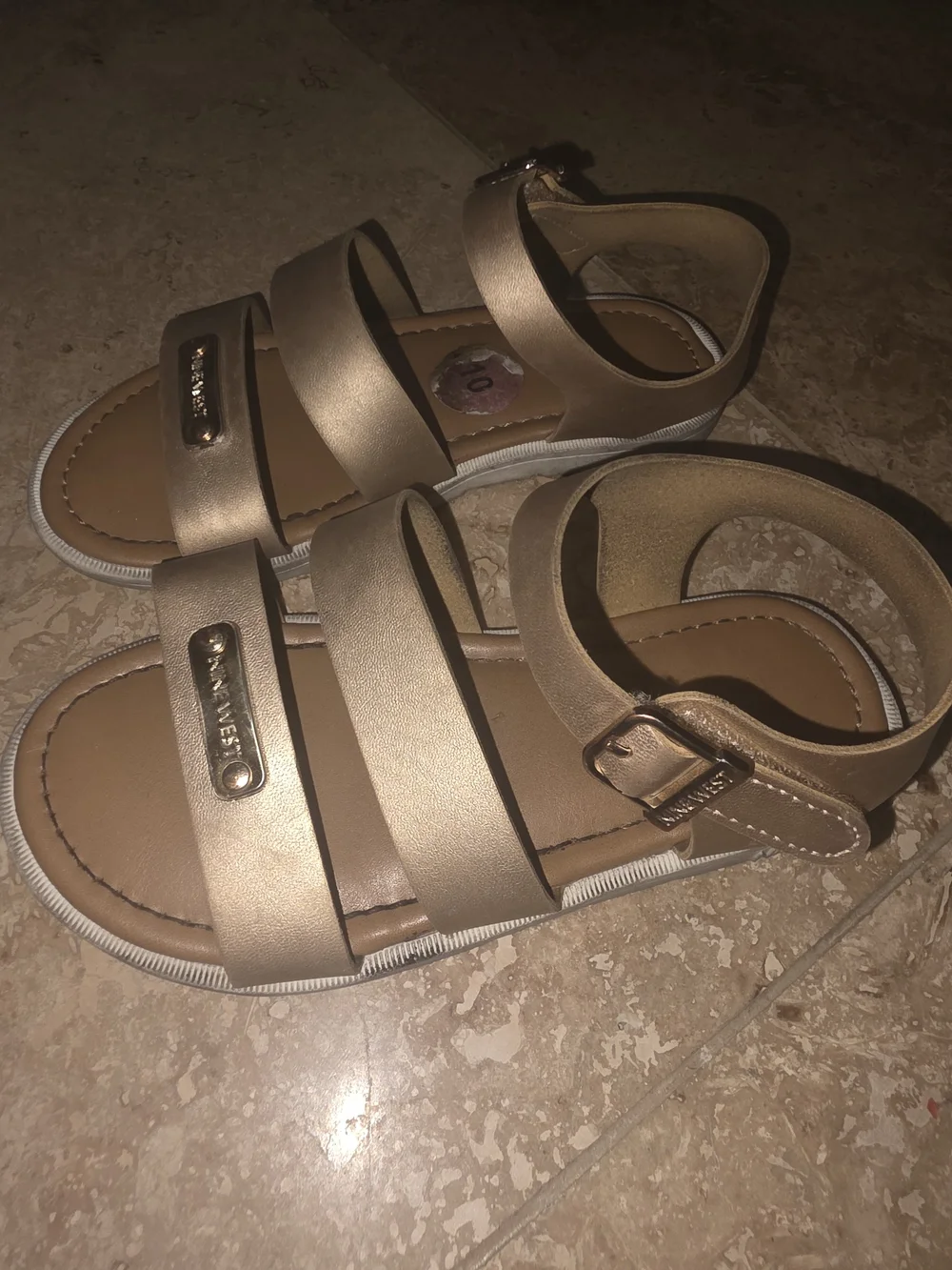 Nine West Girls Bronze Metallic Strappy Sandals Size 10